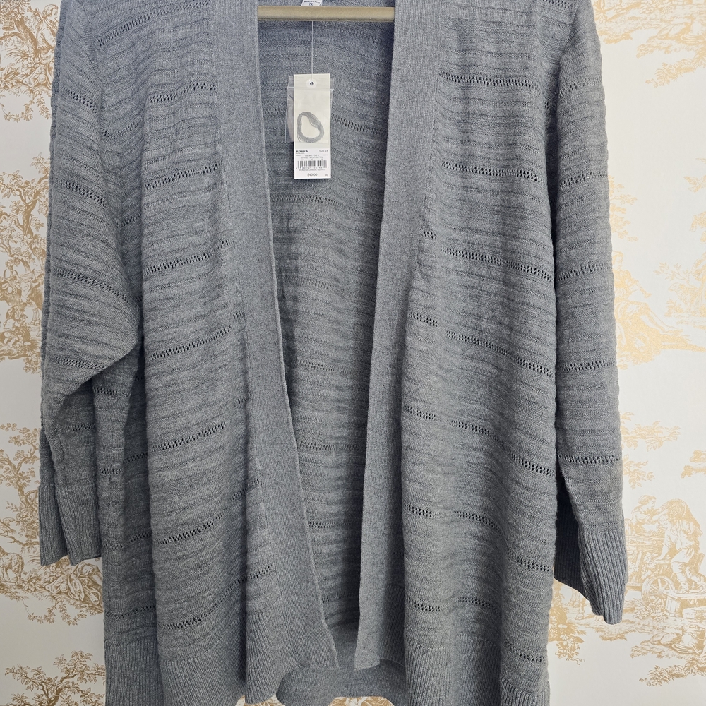 Croft & Barrow Light Gray Open-Front Cardigan